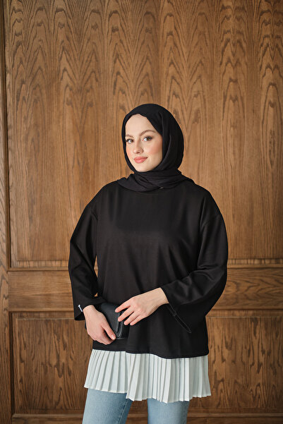 LOCCO Women's Loose Fit Plain Bodysuit Black