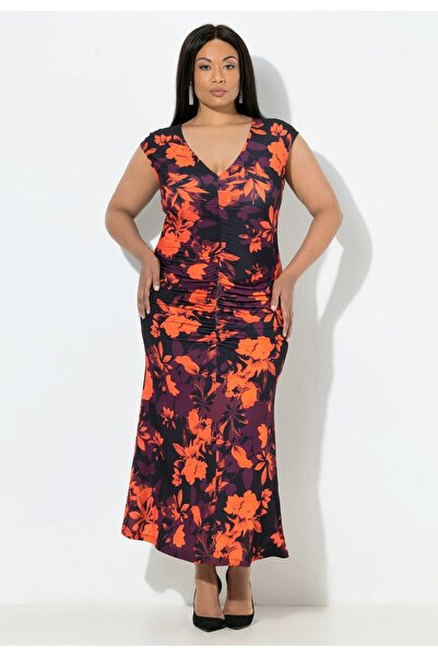 Şans Rochie din jerseu detaliu încrețit pentru femei, mărime mare, colorată, ...