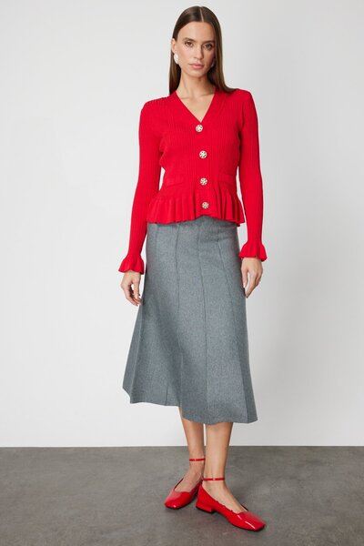 ON V-Neck Ornamental Buttoned Knitwear Cardigan