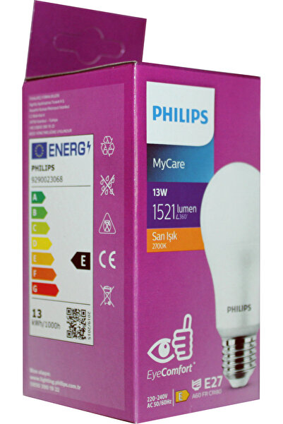 Philips 13W Sarı Led Ampul 2700K MyCare 1521 Lümen E27 – Sıcak Işık, Enerji Tasarruflu