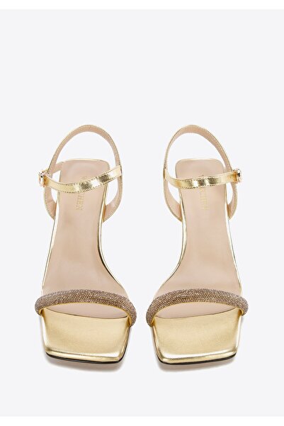 Wittchen Women's Sandals with Shiny Strap Gold Genuine Leather