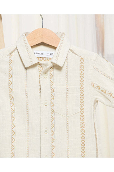 REDTAG Infant Boys Beige Embroidered Shirt