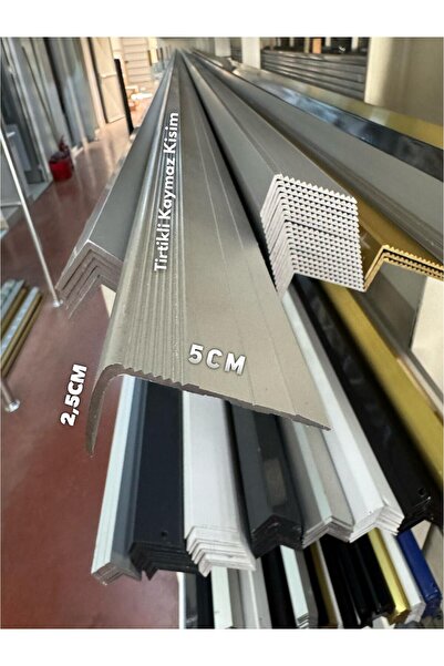 Nalbur Bakkal 5x2,5 cm Tırtıklı Alüminyum Merdiven Profili 1 metre L Profil 100cm
