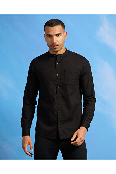 REDTAG Men Black Linen Shirt