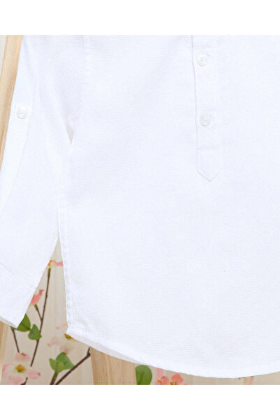 REDTAG Infant Boys White Half Button Dobby Mandarin Kurta