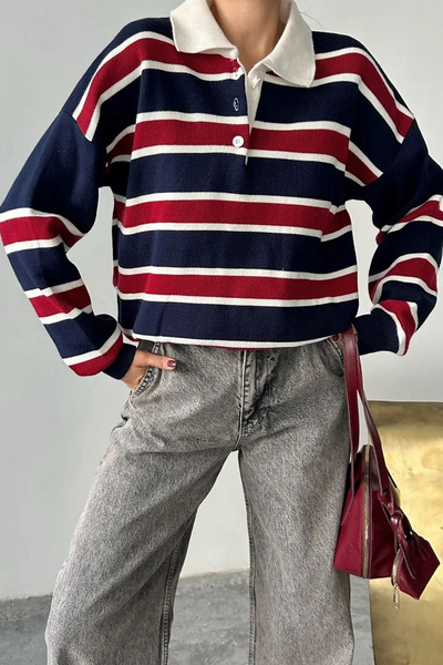 Noa Noa Women's Striped Knit Sweater – Retro & Campus Style