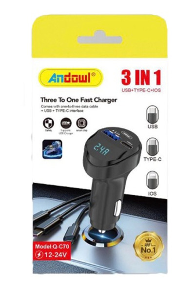 Mihai Car FM Modulator with Type-C Charger Andowl Q C70