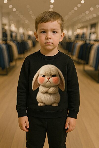 playwear طقم سويت شيرت رياضي بنمط قطة وقلوب وردية مع قلادة، للأعمار 3-4-5-6-7...