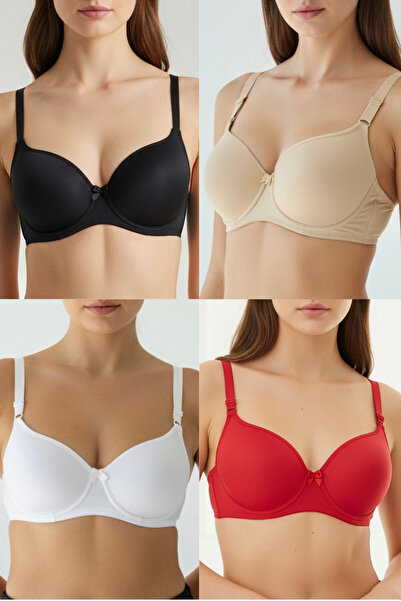 Fanwet Women's Padded Underwire Daily 4-Piece Bra Set