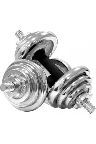 SKY LAND مجموعة دمبل كروم EM-9227-20 قابلة للتعديل 20 كجم مع قضيب وحقيبة للتمرين المنزلي