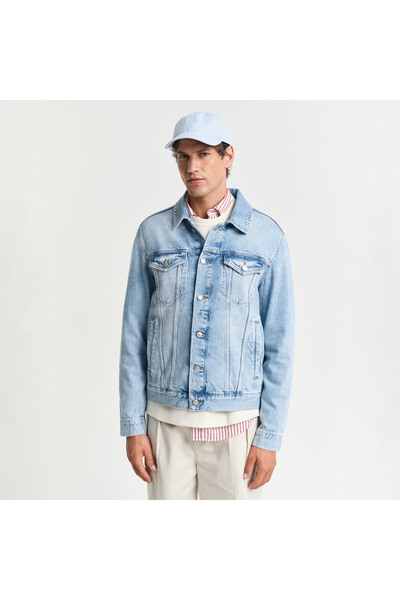 Gant Erkek Mavi Regular Fit Klasik Yaka Denim Ceket