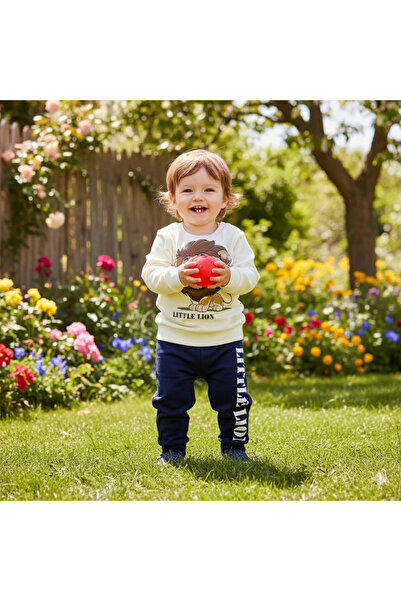 Poppy بدلة كاجوال مكونة من قطعتين للأطفال الأولاد من Baby Lion مطبوع