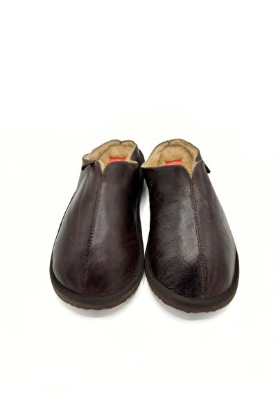 makü Polin Genuine Leather Men's Slippers