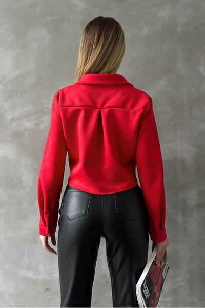 VELZANA Short Suede Red Shirt