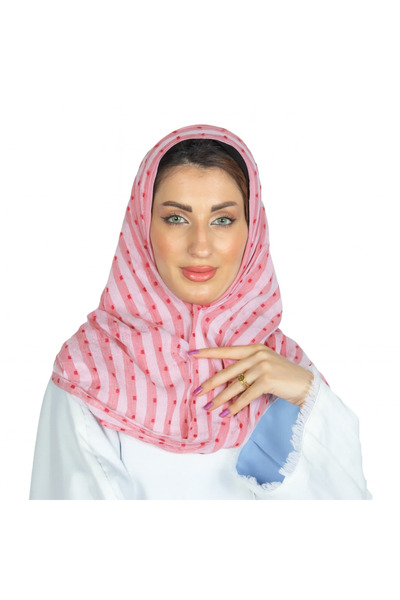 Black Season طرحة نسيم الفيروز من قماش الشيفون المنقط والمقلم – من بلاك سيزون |