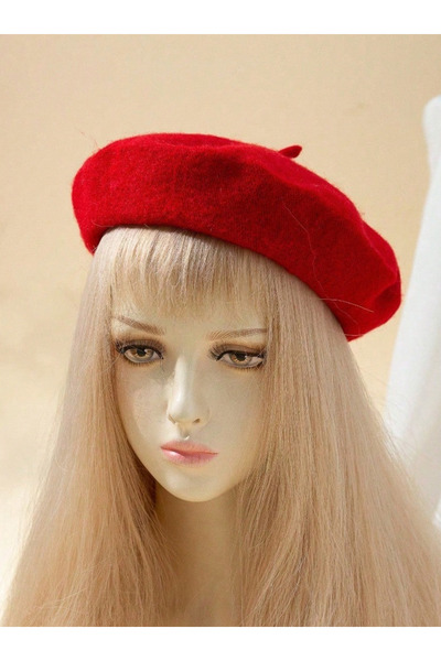 CSR AKSESUAR Kırmızı Fransız Ressam Keçe Bere Şapka