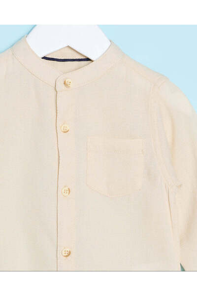 REDTAG Infant Boys Beige Dobby Shirt