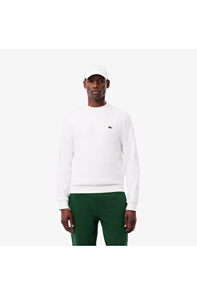 Lacoste Erkek Classic Fit Bisiklet Yaka Organik Pamuk Beyaz Sweatshirt