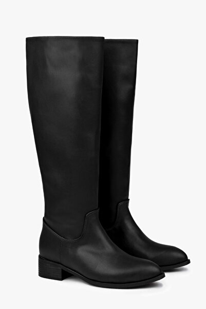 Shoeberry Women's Erica Black Leather Cowboy Boots