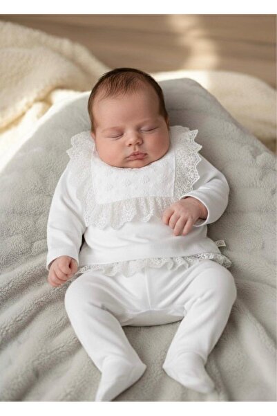 P&H BABYWEAR طقم بناتي مكون من 5 قطع من مينيك زاريفيت بلمسة دانتيل لإطلالة ال...