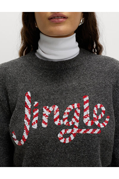 Marks & Spencer İşlemeli Yuvarlak Yaka Kazak