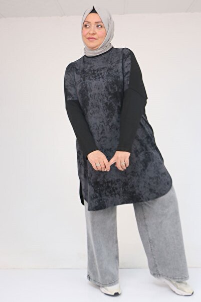 Eslina 58164 Plus Size Basic Modal Tunic - Black