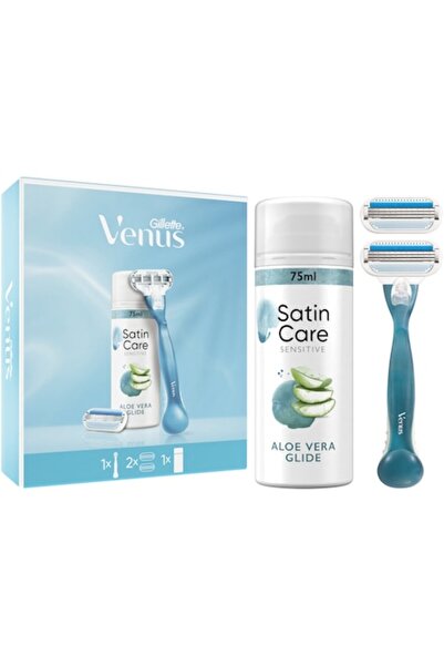 Gillette Venus Smooth Gift Set: Women's Razor + 1 Refill + Satin Care Aloe Vera Glide Shaving Gel 75