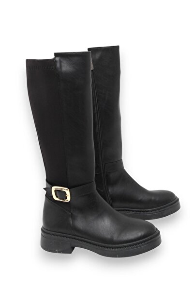 Raneel Kazançlı Alışveriş Women's Black Boots with Zipper and Diving Fabric o...