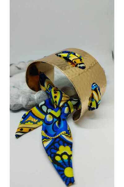 Sedaccessories BİLEKLİK , Gold Desenli Kumaş Detaylı Bilek Bağlamalı bileklik