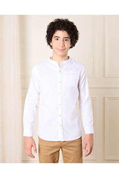 REDTAG قميص أبيض سادة للأولاد الكبار