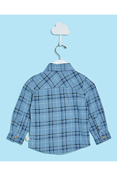 REDTAG Infant Boys Blue Printed Corduroy Long Sleeve Shirts