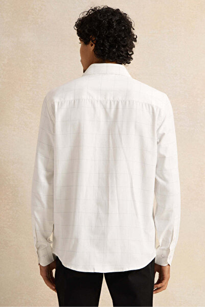 REDTAG Men White Mandarin Casual Shirt