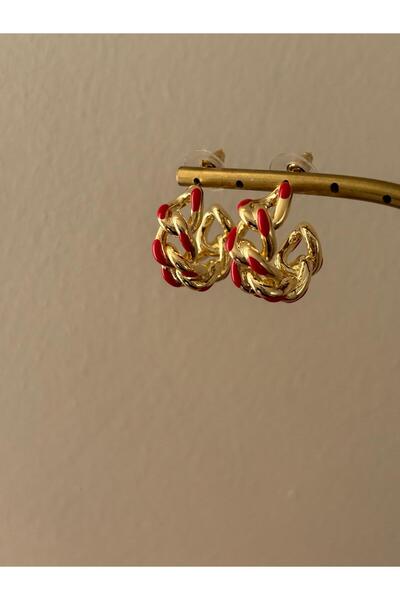 marsel aksesuar Red Gold Chain Model Vip Celip Earrings
