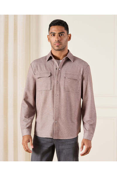 REDTAG Men Beige Dobby Shirt