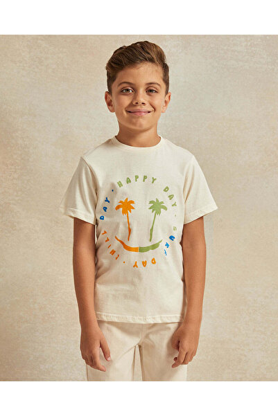 REDTAG Boys Mint Palm Print Shirt And T-Shirt (2 Piece)