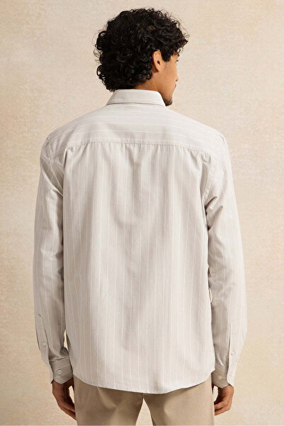 REDTAG Men Grey Mandarin Casual Shirt