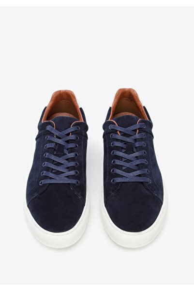 Wittchen Men's suede sneakers with a thick sole, navy blue, navy blue suede l...