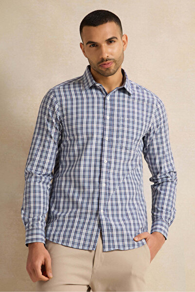 REDTAG Men Blue Checkered Shirt