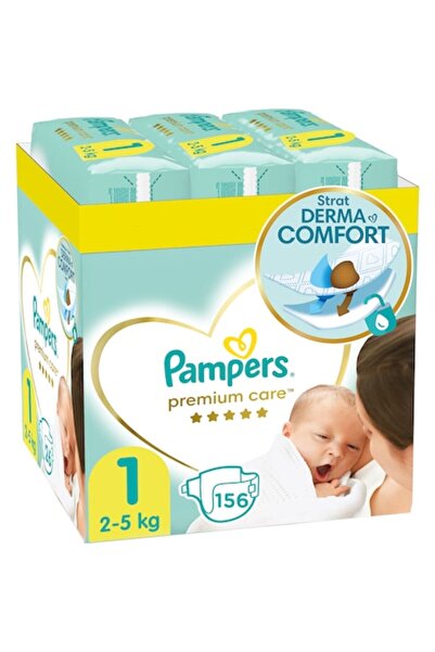 Pampers Premium Care Diapers XXL Box Newborn, Size 1, 2-5 kg, 156 pcs