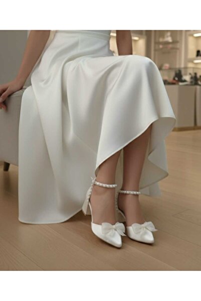 ŞAH İnci Kurdele Fiyonklu Gelinlik Nikah Abiye Ayakkabı