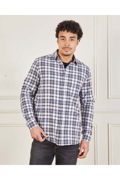 REDTAG Men Black And White Button Down Shirt