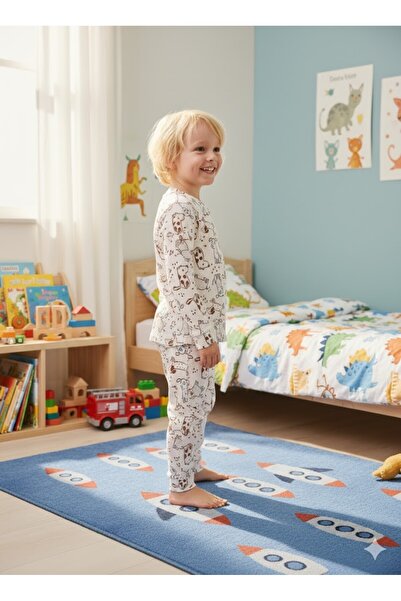 MİNİKO KİDS New Season Girls Boys Ribbed Cotton Pajama Set