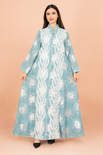 IKKXA Luxury Foil Leaf Prints Elegant Jalabiya