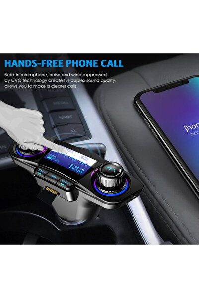 BASHAR FM Modulator Charging Function Bluetooth Handsfree Phone Universal Compatibility Black