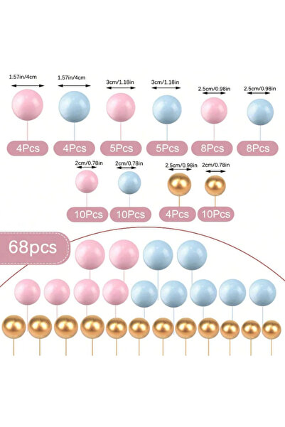 choice2 مجموعة من 68 قطعة من قبعات تزيين الكيك على شكل كرات ذهبية صغيرة مزينة...