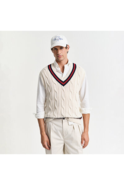 Gant Erkek Krem Relaxed Fit V Yaka Süveter