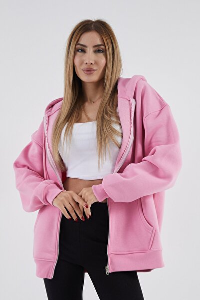 estilowear سترة نسائية ملونة للفتيات مقاس بغطاء رأس مبطن بالصوف قصة فضفاضة