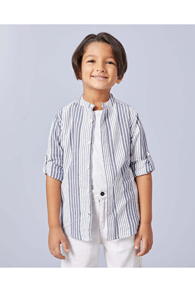 REDTAG قميص كاجوال مخطط أبيض للأولاد