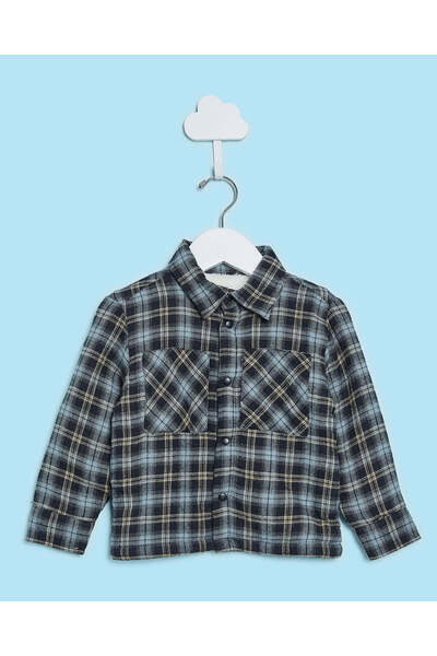 REDTAG Infant Boys Black And Blue Sherpa Lined Shacket