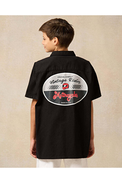 REDTAG Senior Boys Black Over Size Shirt